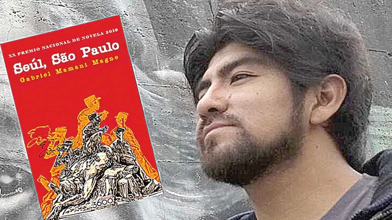 Portada del libro Seúl, Sao Paulo del escritor Gabriel Mamani (derecha).