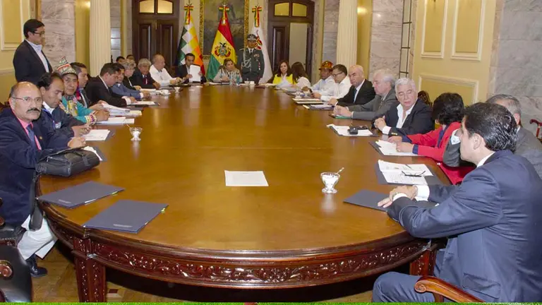 Una reunión del gabinete de Añez en 2019. PRESIDENCIA