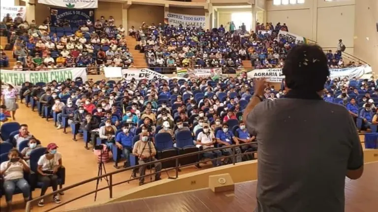 El expresidente Evo Morales inaugura el congreso campesino en el Tr&oacute;pico. FACEBOOK EVO MORALES