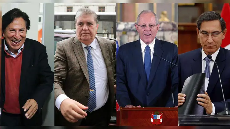 Combo de fotograf&iacute;as archivo que muestra a los expresidentes peruanos, desde la izquierda, Alejandro Toledo, Alan Garc&iacute;a, Pedro Pablo Kuczynski y Mart&iacute;n Vizcarra. EFE