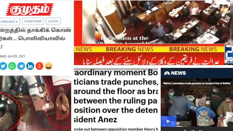 Una captura de pantalla de medios internacionales. Erbol