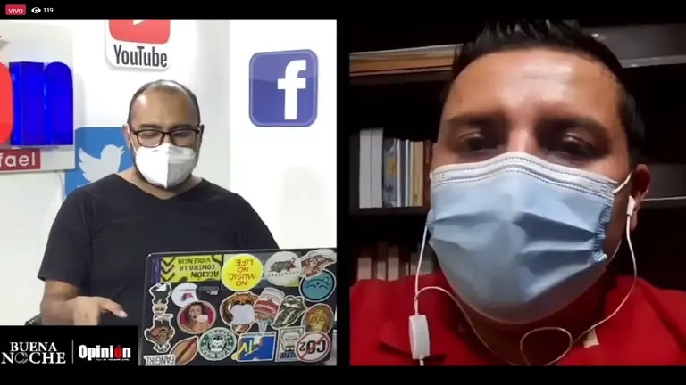 Henry, representante de los delivery, explica en Buena Noche de OPINI&Oacute;N los cuidados de bioseguridad que tomar&aacute;n. Captura de video