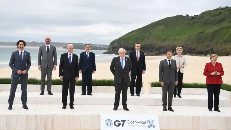 Grupo de mandatarios que integran en G-7. EFE