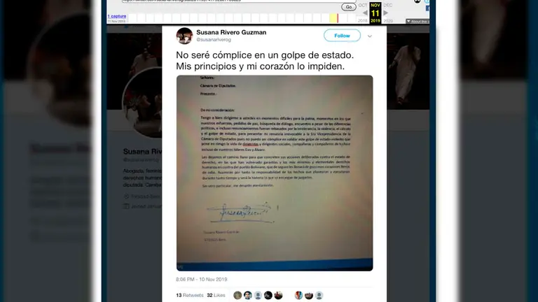 Captura del tuit de Susana Rivero en 2019.