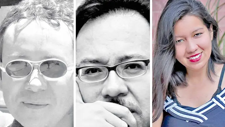 Los poetas bolivianos Gabriel y Benjamín Chávez y Valeria Sandi. ARCHIVO