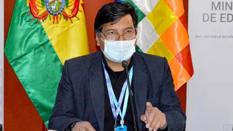 El ministro de Educación, Adrián Quelca. ABI