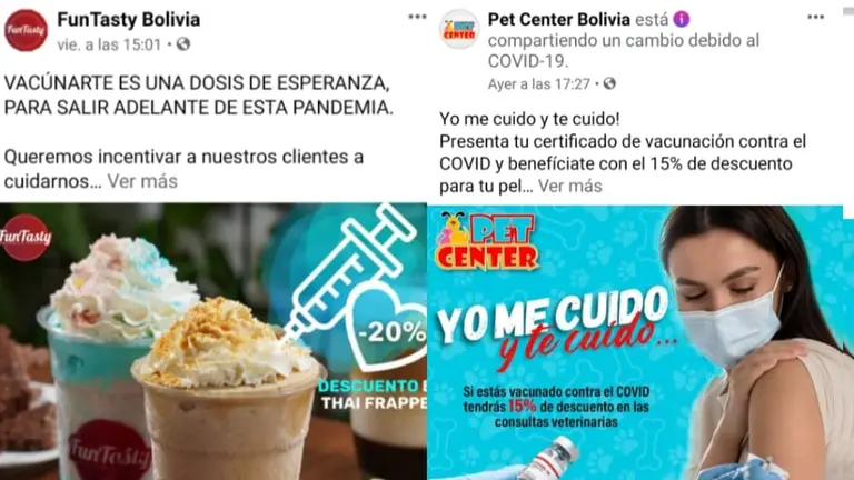 Algunas de las ofertas que figuran en las redes sociales.