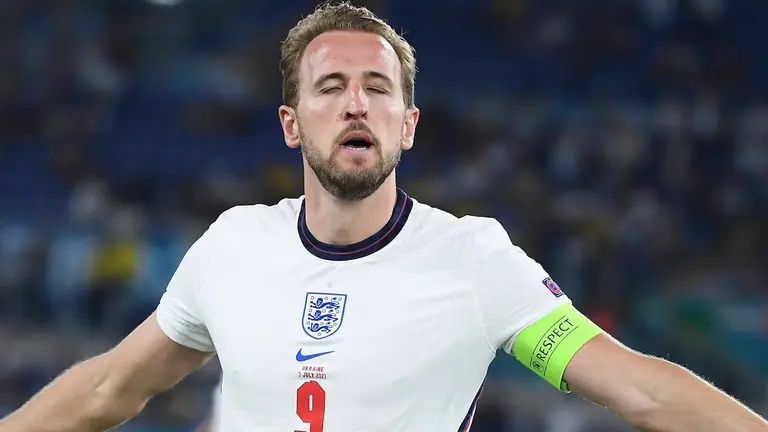 Harry Kane, durante la goleada de Inglaterra (4-0) sobre Ucrania por los cuartos de final de la Eurocopa de Naciones. EFE