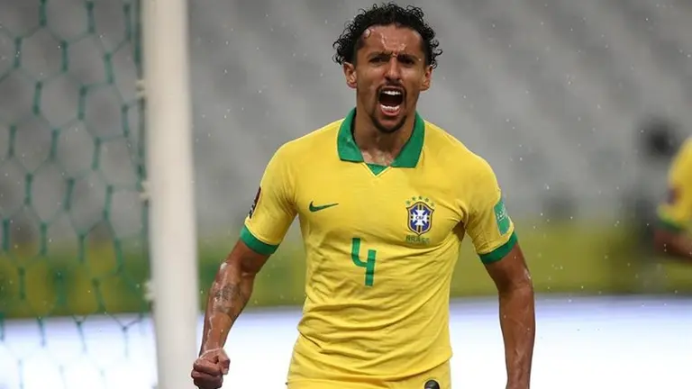 Marquinhos festeja un gol con la selección brasilleña. EFE