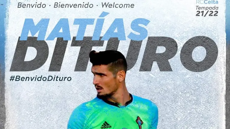 El arte promocional con que el Celta de Vigo le dio la bienvenida al argentino Matías Dituro. Facebook