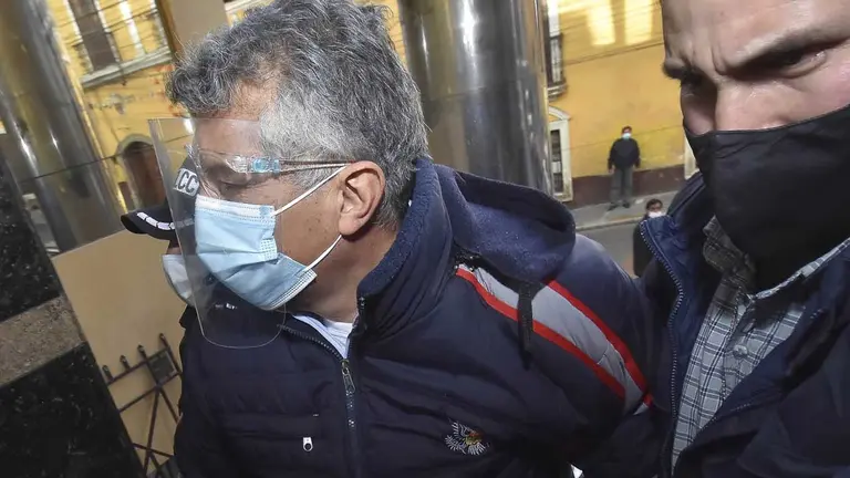 El exjefe de Estado Mayor de las FFAA, general Pablo Arturo Guerra Camacho, tras su detención. APG