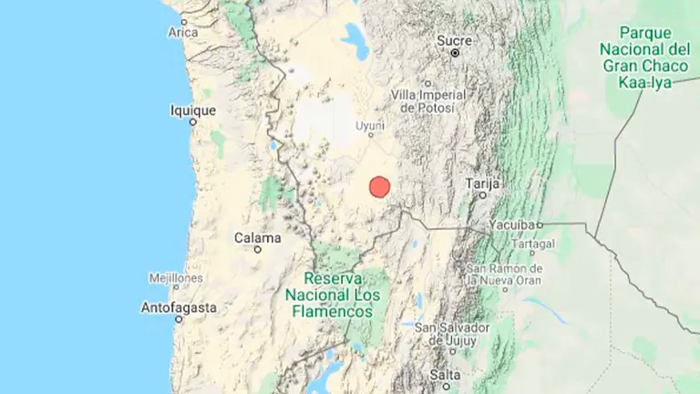 Imagen del epicentro cedida por el Observatorio San Calixto.