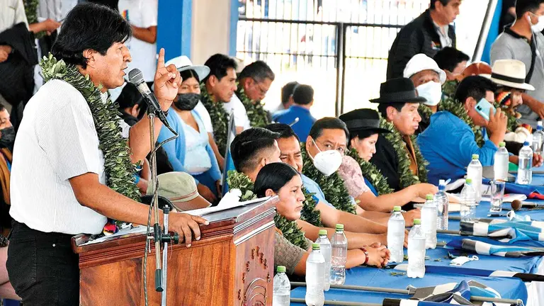 El líder del MAS, Evo Morales, en el Congreso, ayer. APG