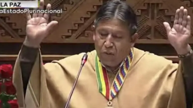 Choquehuanca, en un encuentro anterior. Captura BTV