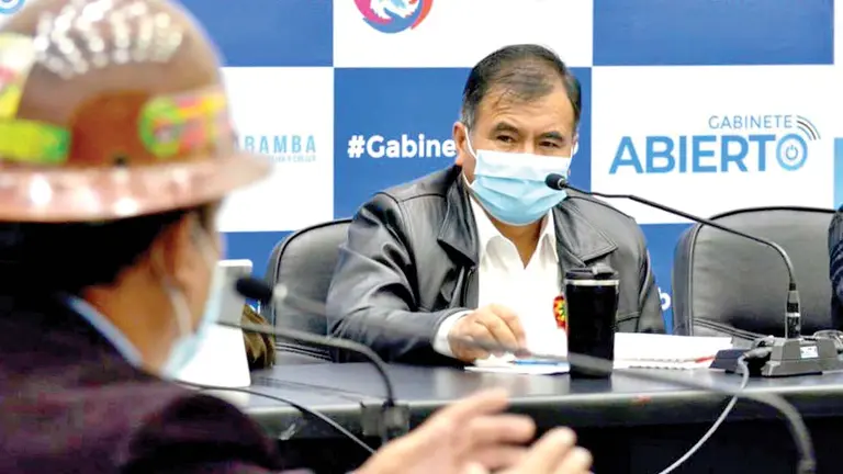 El gobernador de Cochabamba, Humberto Sánchez. GADC