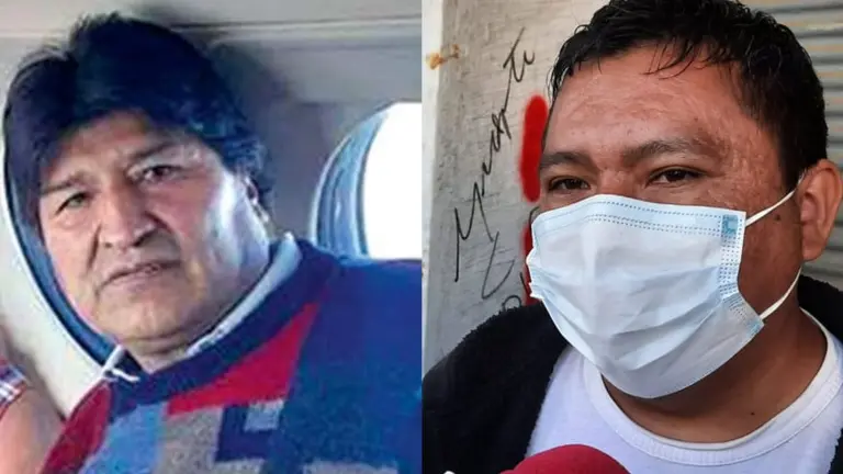 El expresidente Evo Morales y Alan Arci&eacute;nega, de la Coordinadora del Norte.