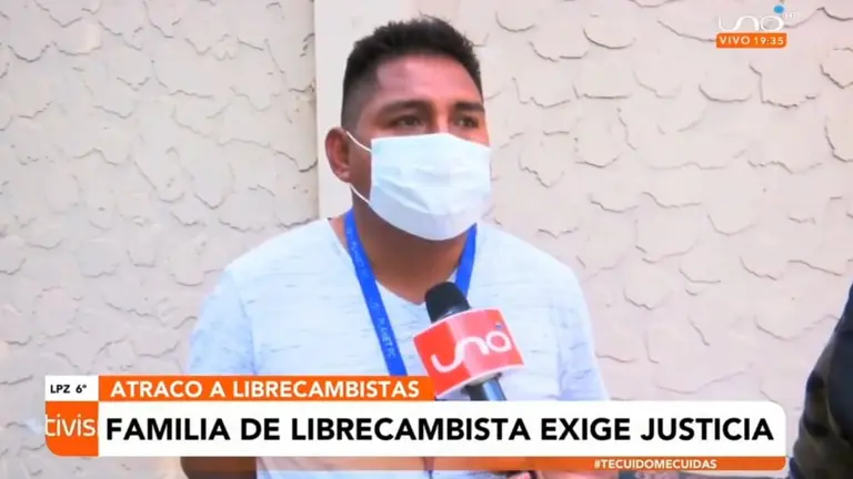 Uno de los hijos de Luis, el librecambista de 62 a&ntilde;os asesinado. Captura Red Uno