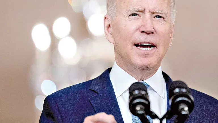 El presidente de Estados Unidos, Joe Biden, en conferencia de prensa ayer.  EFE