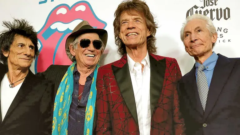 The Rolling Stones, Ronnie Wood, Keith Richards, Mick Jagger y Charlie Watts. VANITY-INFOBAE