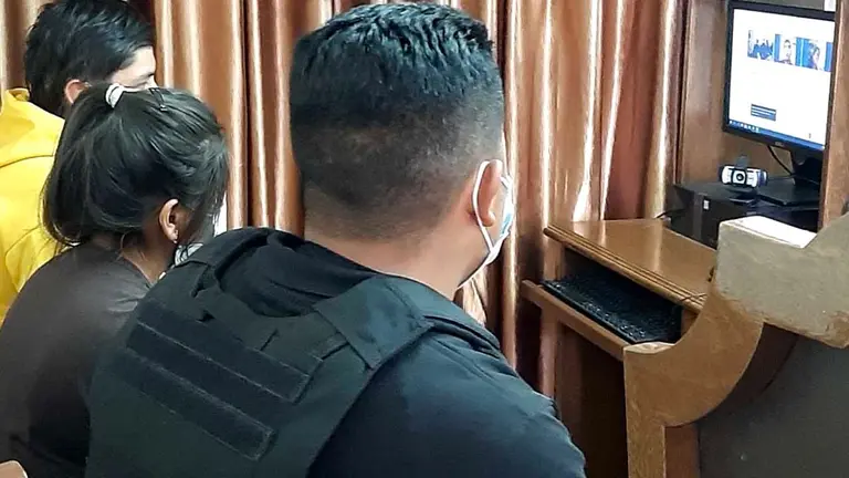 Sindicados durante la audiencia virtual de medidas cautelares. TRIBUNAL DEPARTAMENTAL DE JUSTICIA