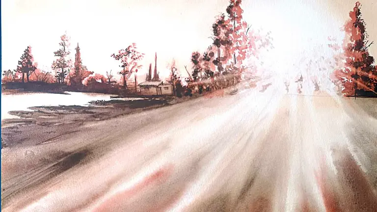Acuarela de la artista Selva Argote, presente en la exposición.  CORTESÍA
