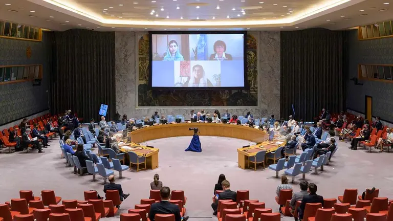 Reunión del Consejo de Seguridad sobre la situación en Afganistán este jueves en la sede del organismo en Nueva York (EEUU). EFE