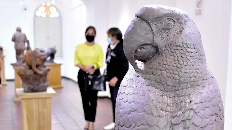 La escultura en chocolate de un loro. DICO SOLÍS