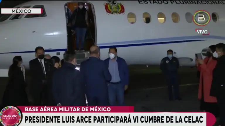Llegada del presidente Luis Arce a M&eacute;xico.