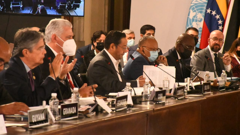 El presidente Luis Arce en la VI Cumbre de la Comunidad de Estados Latinoamericanos y Caribe&ntilde;os (CELAC) en M&eacute;xico. ABI