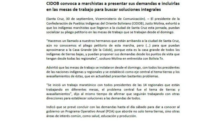Comunicado Gobierno. 