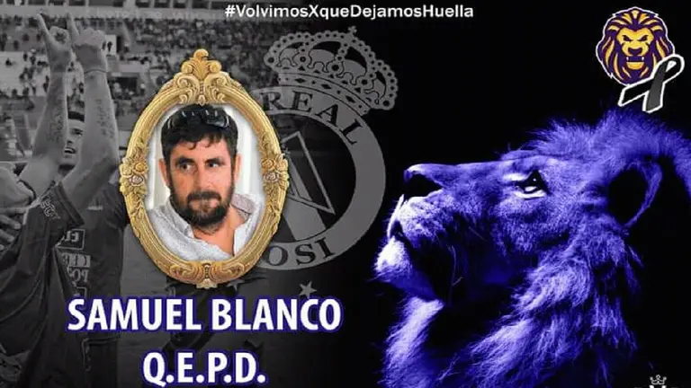 La imagen p&oacute;stuma con que Real Potos&iacute; le dio el &uacute;ltimo adi&oacute;s a Samuel Blanco. Facebook.