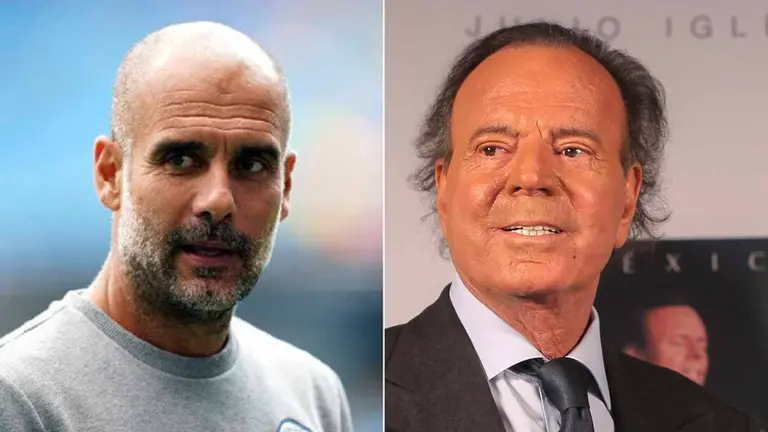 Pep Guardiola (i) y el cantante Julio Iglesias (d). EFE