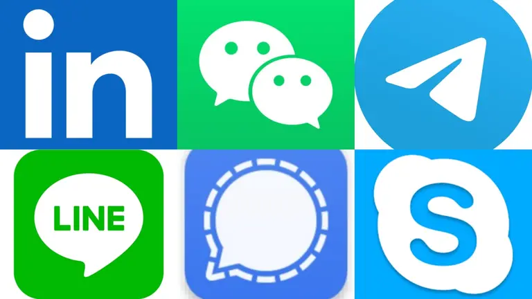 Logos de algunas aplicaciones m&oacute;viles de mensajer&iacute;a instant&aacute;nea.