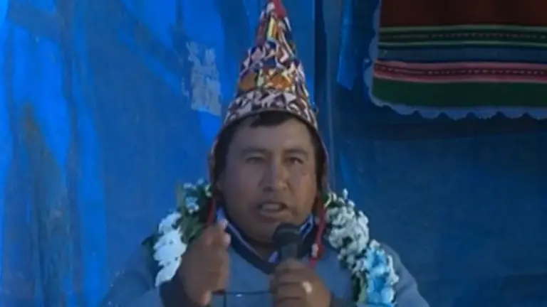 El ejecutivo de la Confederaci&oacute;n Sindical &Uacute;nica de Trabajadores Campesinos de Bolivia (Csutcb), Eber Rojas.