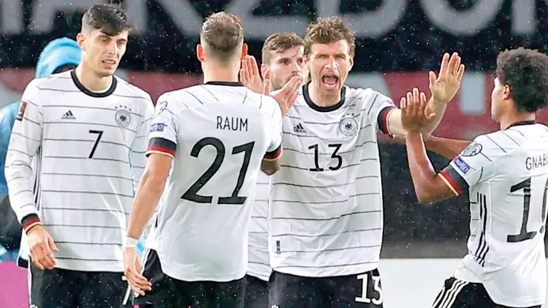Los jugadores de Alemania festejan la clasificación al Mundial.  EFE