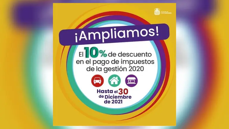 Ampl&iacute;an el plazo del 10 por ciento de descuento en el pago de impuestos de la gesti&oacute;n 2020. GAMC.