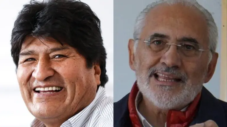 Los expresidentes Evo Morales (i) y Carlos Mesa. OPINI&Oacute;N