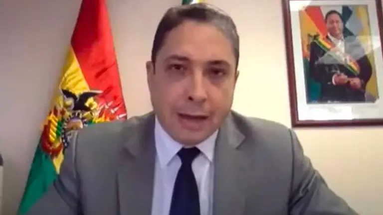 el embajador boliviano, Héctor Arce, durante la sesión de este miércoles.. ERBOL