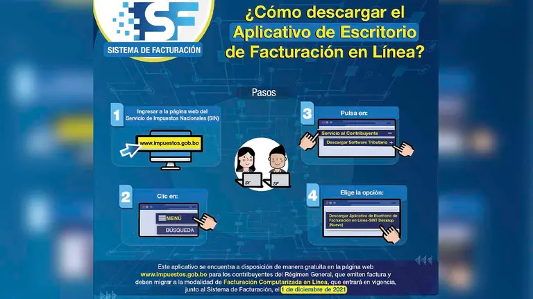 El SIN puso a disposici&oacute;n en su p&aacute;gina web el &ldquo;Aplicativo de Escritorio de Facturaci&oacute;n en L&iacute;nea&rdquo;.