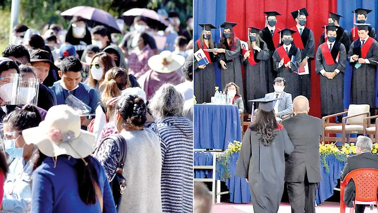 Bachilleres en su acto de graduación (i). Estudiantes en la UMSS. ARCHIVO-OPINIÓN