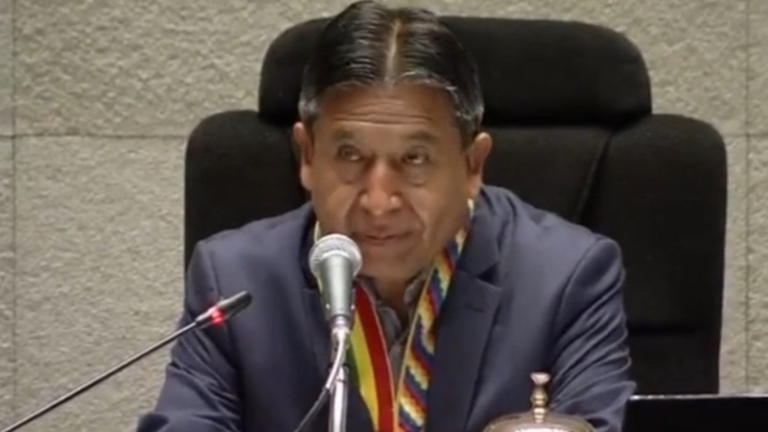 El vicepresidente David Choquehuanca, en sesi&oacute;n. CAPTURA DE VIDEO