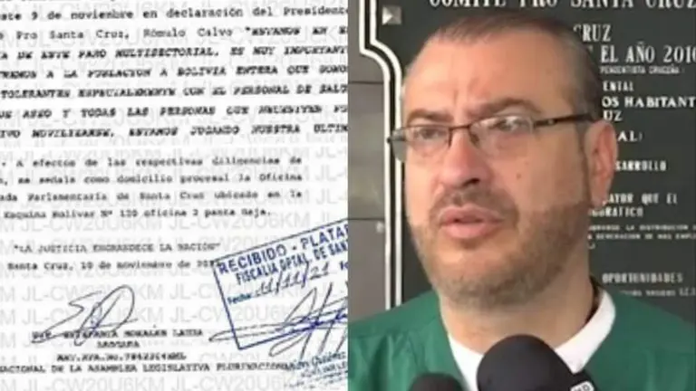 El documento que present&oacute; la diputada Estefan&iacute;a Morales. Del otro lado, el c&iacute;vico R&oacute;mulo Calvo.
