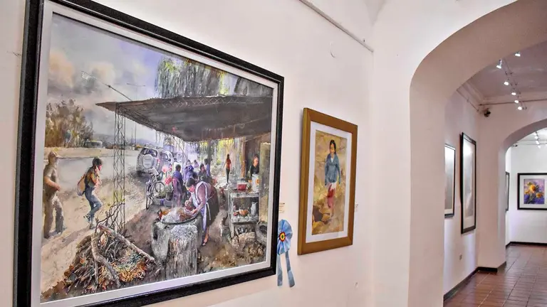 La obra &ldquo;Patrimonio Cochabamba&rdquo;, ganadora del primer premio en esta versión del Salón Municipal de Verano. DICO SOLÍS