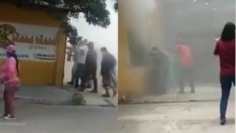 Escenas del incendio, en el negocio de comidas de Santa Cruz. CAPTURAS DE VIDEO