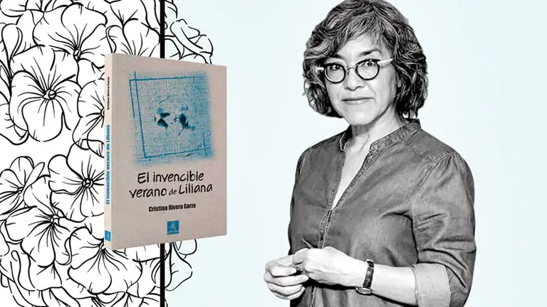 Portada de la edición boliviana de la obra &lsquo;El invencible verano de Liliana&rsquo; junto a su autora Cristina Rivera Garza. DISEÑO PROPIO