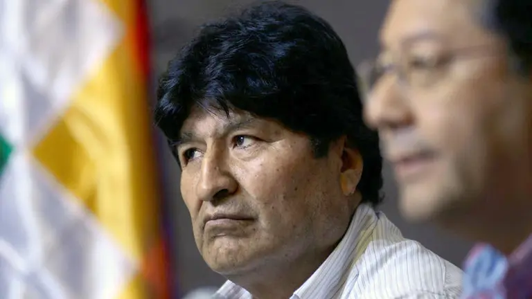Evo Morales (i) y el presidente Luis Arce. ARCHIVO