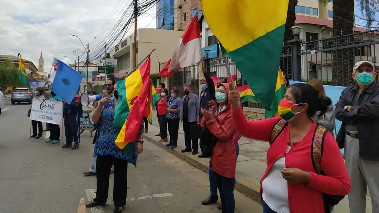El Conade, en una protesta en Potos&iacute;. DICO SOLIS