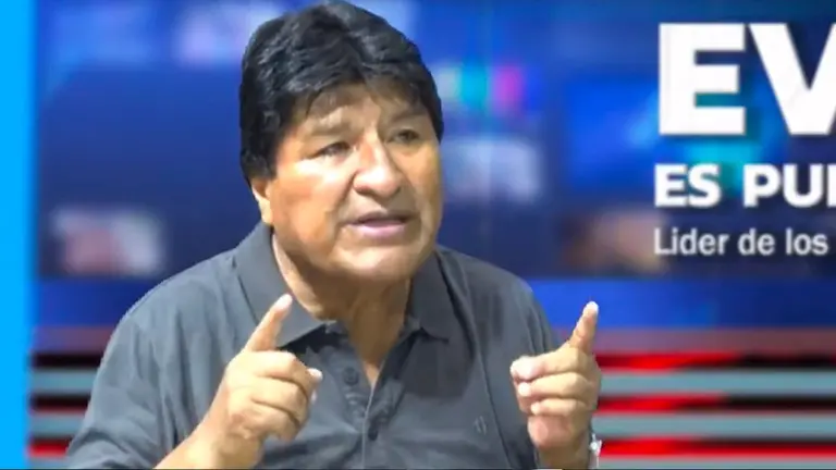 Evo Morales, expresidente de Bolivia en una entrevista en RKC. Foto: Captura RKC