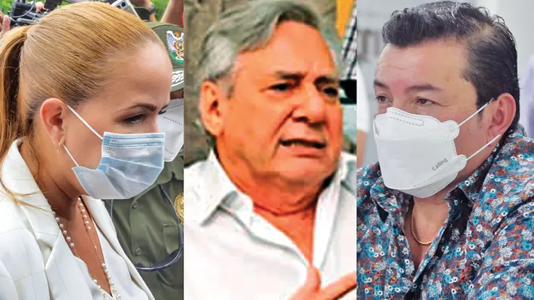 Los exalcaldes de Santa Cruz Angélica Sosa y Percy Fernández y la actual autoridad edil Jhonny Fernández. ARCHIVO