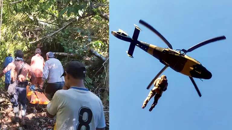 El despliegue de personal y un helicóptero para la búsqueda y rescate en Pojo. GOBERNACIÓN